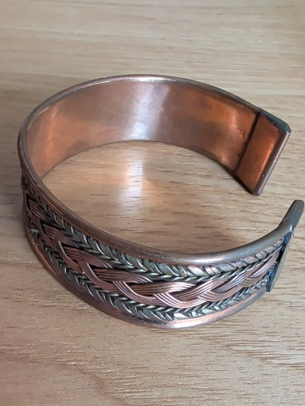 Handwoven Copper Braided Cuff Bracelet - Men's Accessory